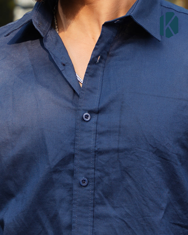 Deep Navy Blue Remi Cotton Full Sleeve Shirt for Men – Sharp Office & Smart-Casual Wear