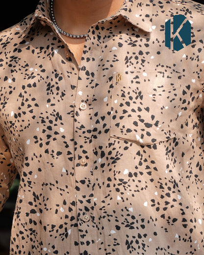 Sand Leopard Spot Print Full Sleeve Shirt - Premium Remi Cotton