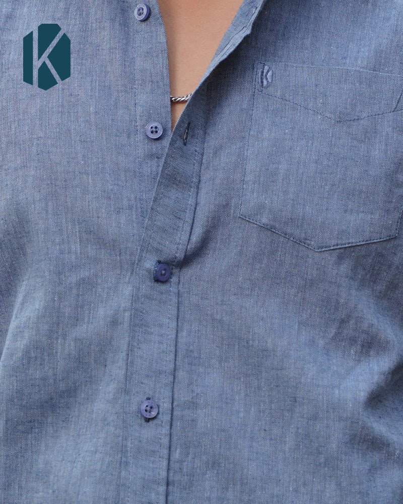 Steel Blue Remi Cotton Full Sleeve Shirt for Men – Cool, Modern & Effortlessly Versatile