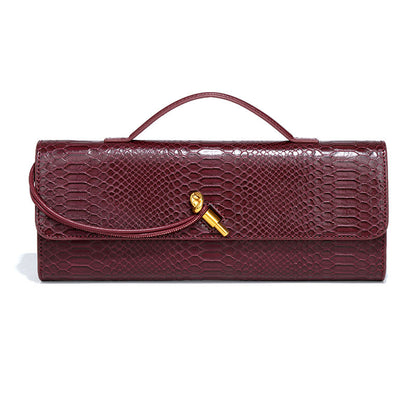 The Empress Crocodile-Embossed Organ Clutch Premium Animal Print Crossbody & Banquet Square Bag