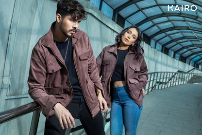Coffee Color Code Fabric Double Part Jacket