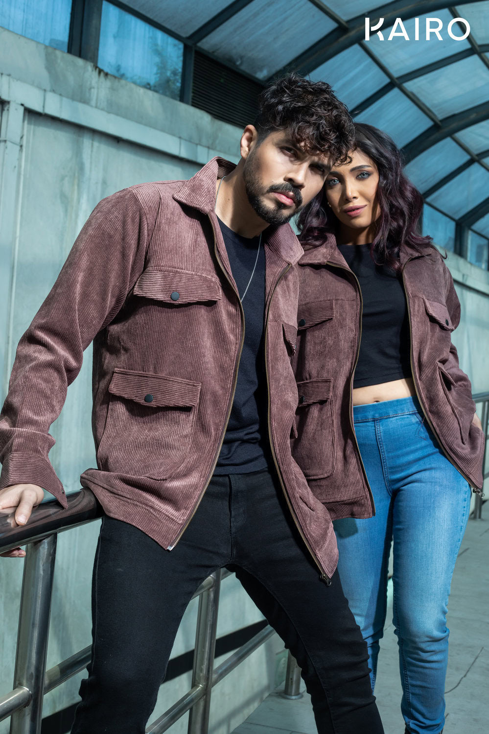 Coffee Color Code Fabric Double Part Jacket