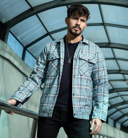 Iceberg Blue Check Double Part Jacket