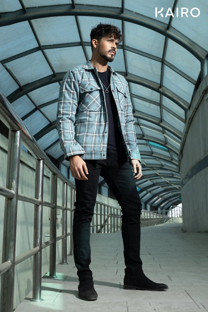 Iceberg Blue Check Double Part Jacket