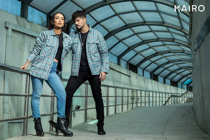 Iceberg Blue Check Double Part Jacket