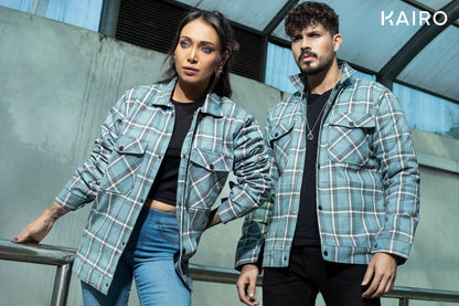 Iceberg Blue Check Double Part Jacket