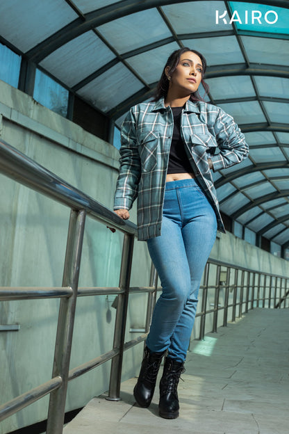 Iceberg Blue Check Double Part Jacket