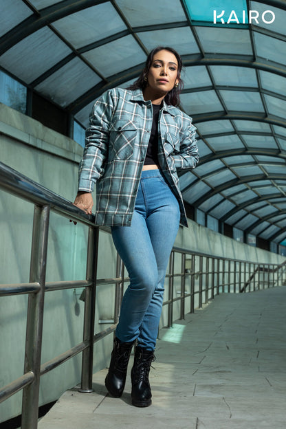 Iceberg Blue Check Double Part Jacket