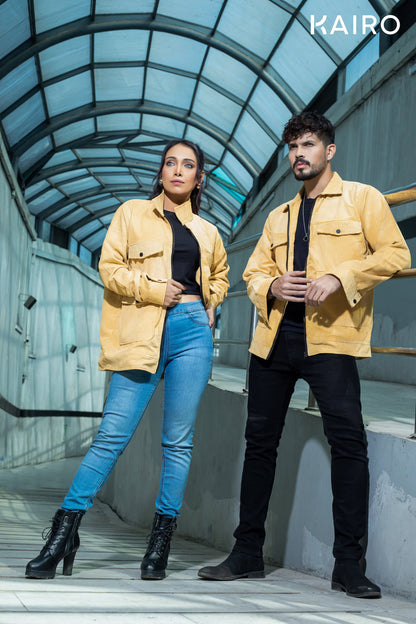 Yellow Color Code Fabric Double Part Jacket