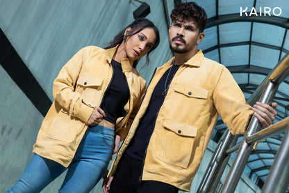 Yellow Color Code Fabric Double Part Jacket