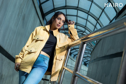 Yellow Color Code Fabric Double Part Jacket
