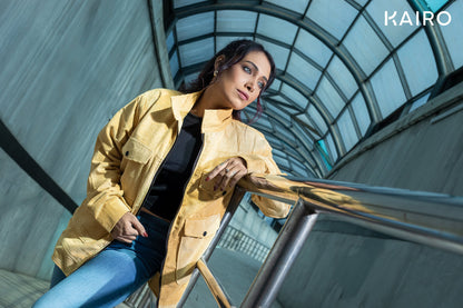 Yellow Color Code Fabric Double Part Jacket