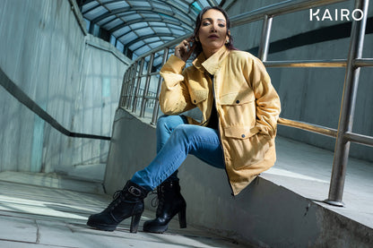 Yellow Color Code Fabric Double Part Jacket