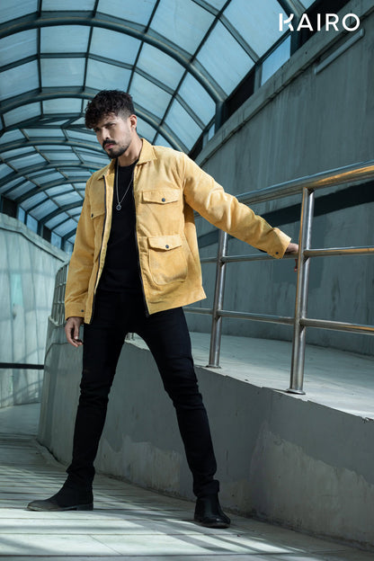 Yellow Color Code Fabric Double Part Jacket
