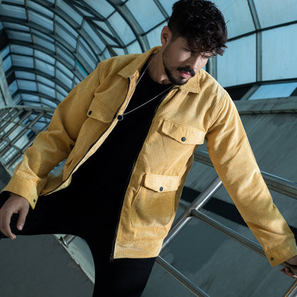 Yellow Color Code Fabric Double Part Jacket