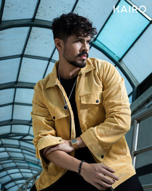 Yellow Color Code Fabric Double Part Jacket