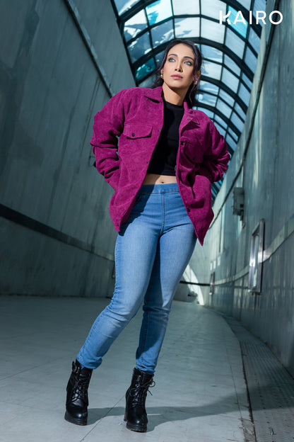 Maroon Color Code Fabric Double Part Jacket