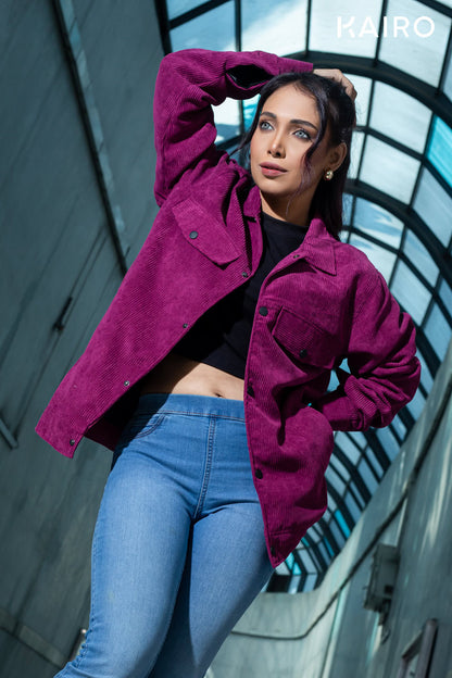 Maroon Color Code Fabric Double Part Jacket