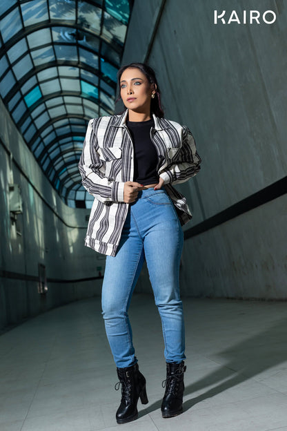 Monochrome Check Double Part Jacket