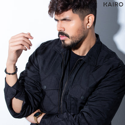 Black Patterned Weave Performance Jacket