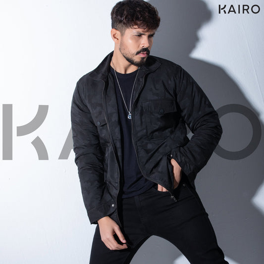 Black Textured Luxe Fabric Jacket