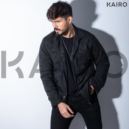 Black Textured Luxe Fabric Jacket