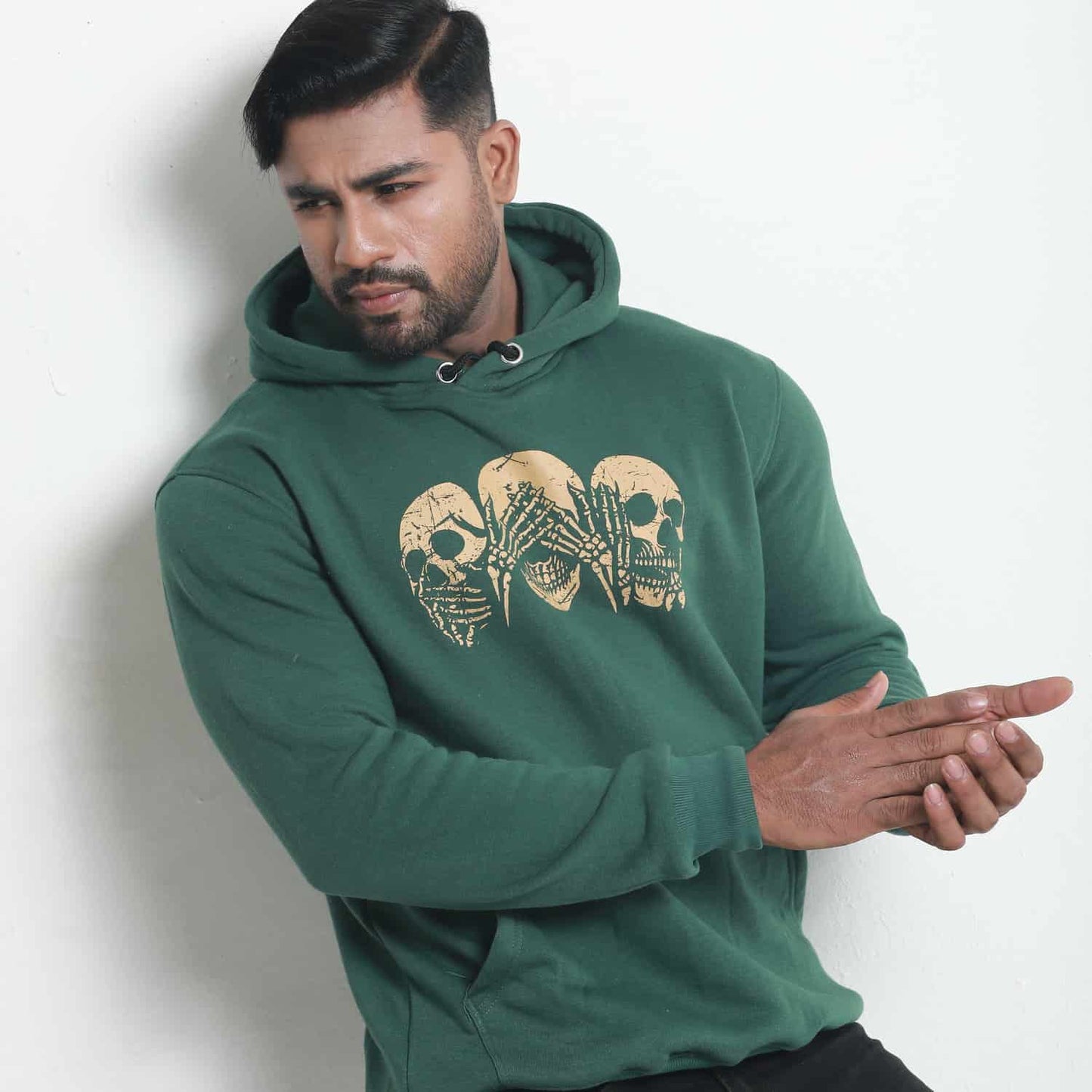Green Skeleton Printed Men's Hoodie