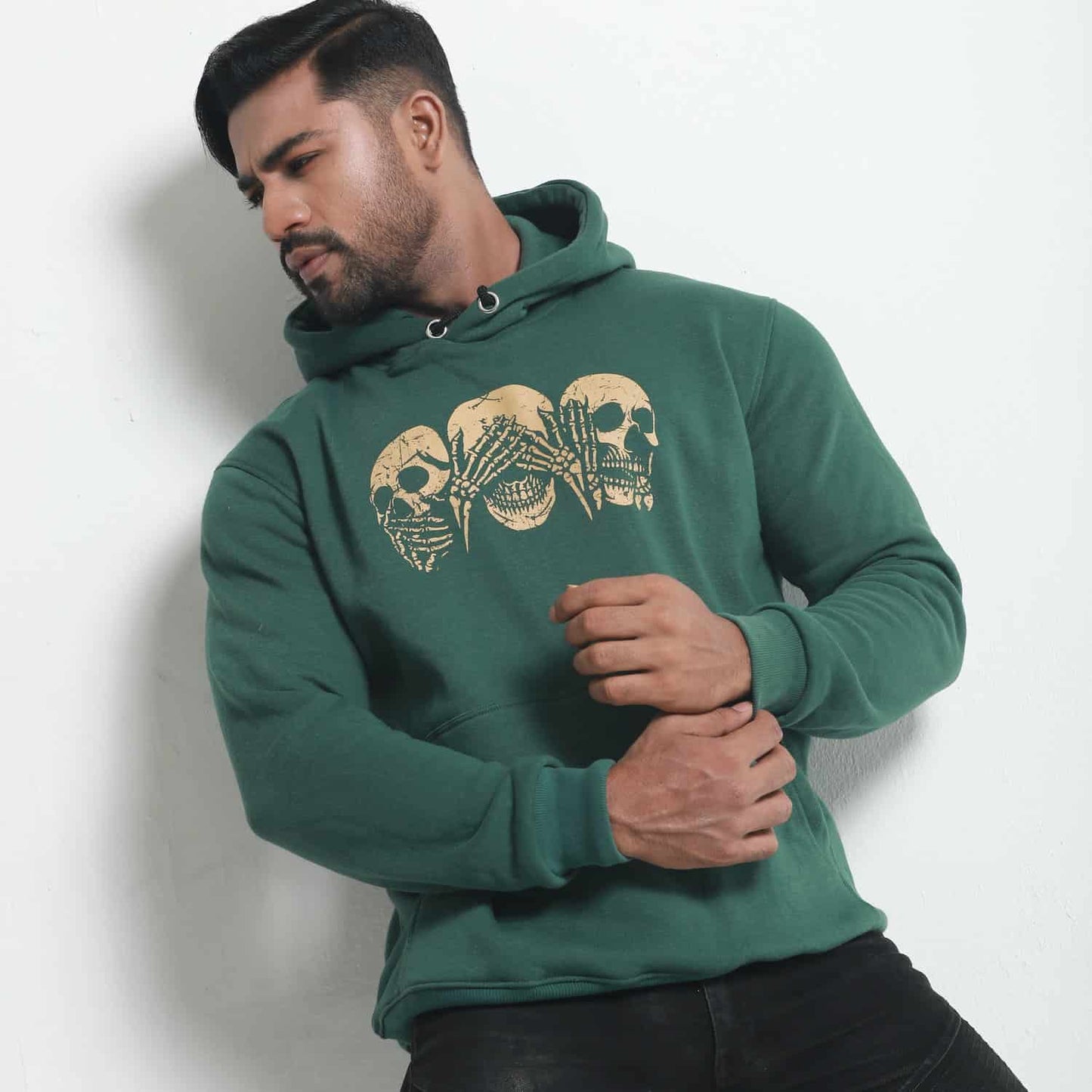 Green Skeleton Printed Men's Hoodie