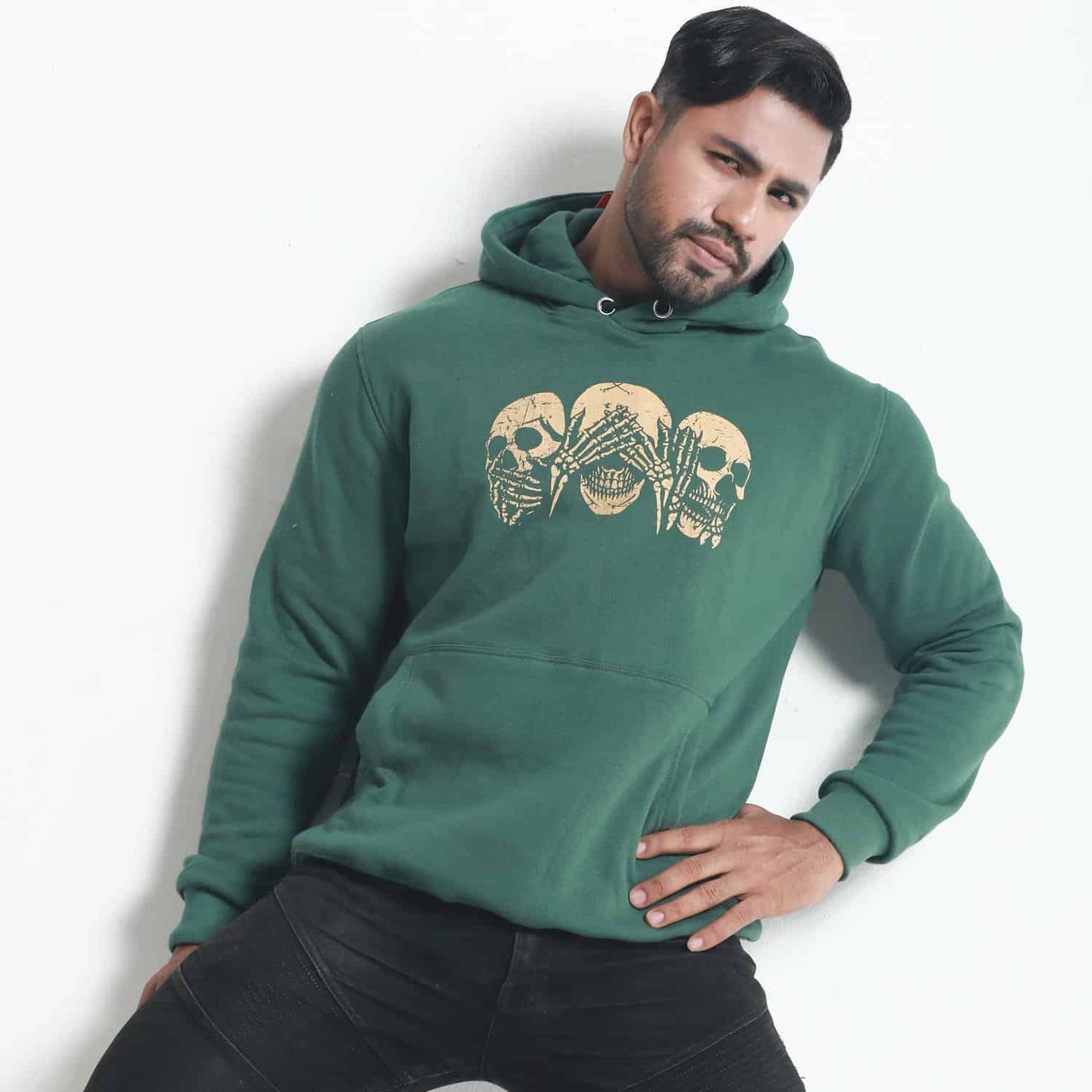 Green Skeleton Printed Men's Hoodie