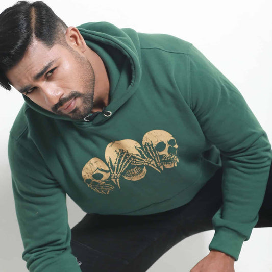 Green Skeleton Printed Men's Hoodie