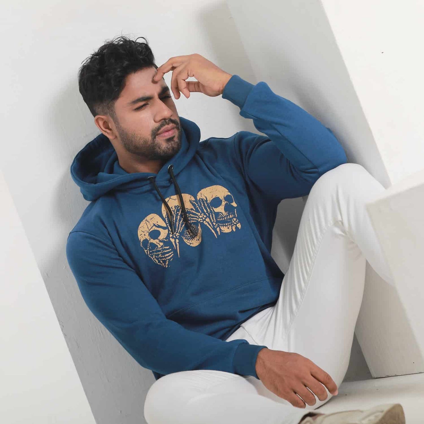 Blue Skeleton Printed Men's Hoodie