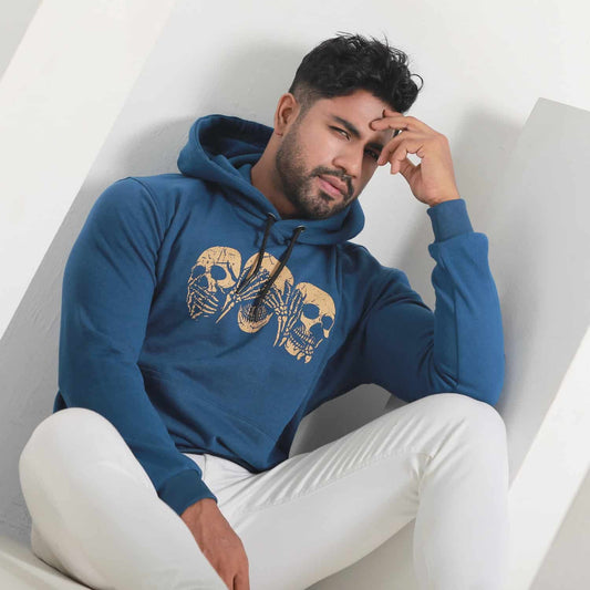Blue Skeleton Printed Men's Hoodie