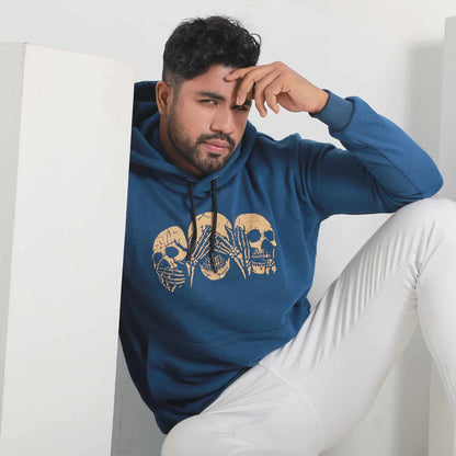 Blue Skeleton Printed Men's Hoodie