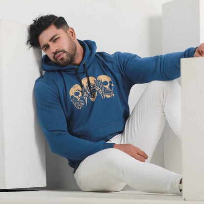 Blue Skeleton Printed Men's Hoodie