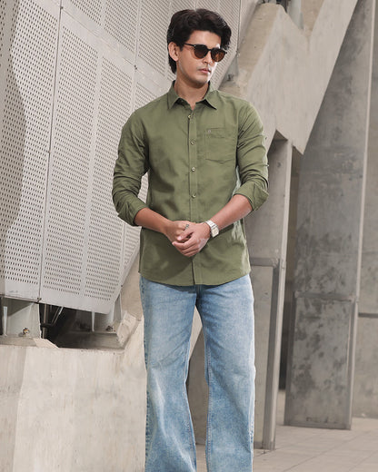 Olive Color Remi Cotton Full Sleeve Shirt – Kairo