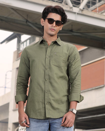 Olive Color Remi Cotton Full Sleeve Shirt – Kairo
