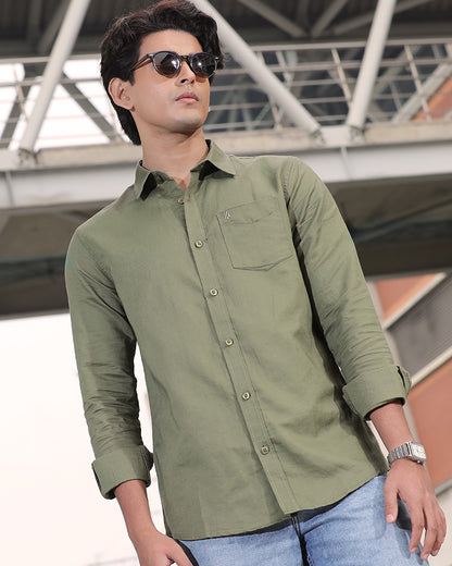 Olive Color Remi Cotton Full Sleeve Shirt – Kairo