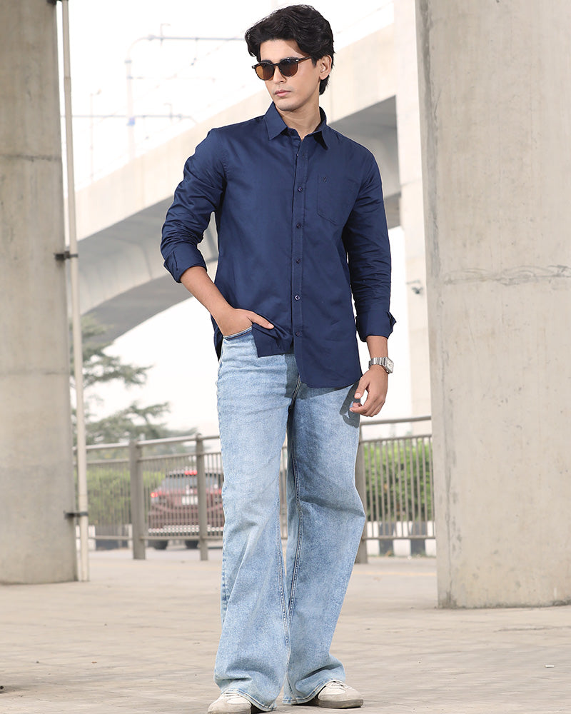 Blue Remi Cotton Full Sleeve Shirt – Kairo