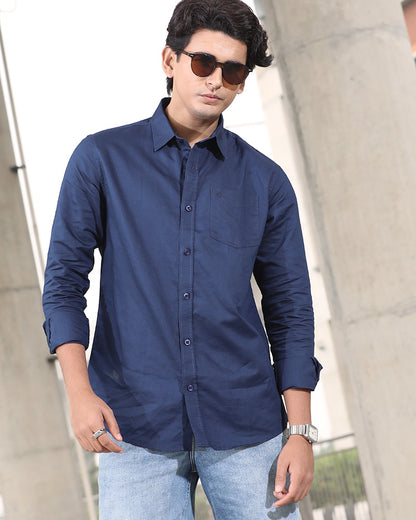 Blue Remi Cotton Full Sleeve Shirt – Kairo