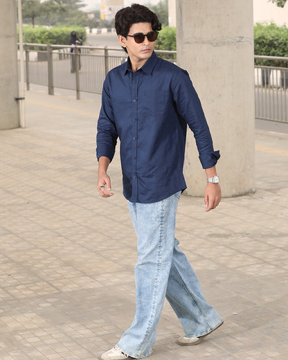 Blue Remi Cotton Full Sleeve Shirt – Kairo