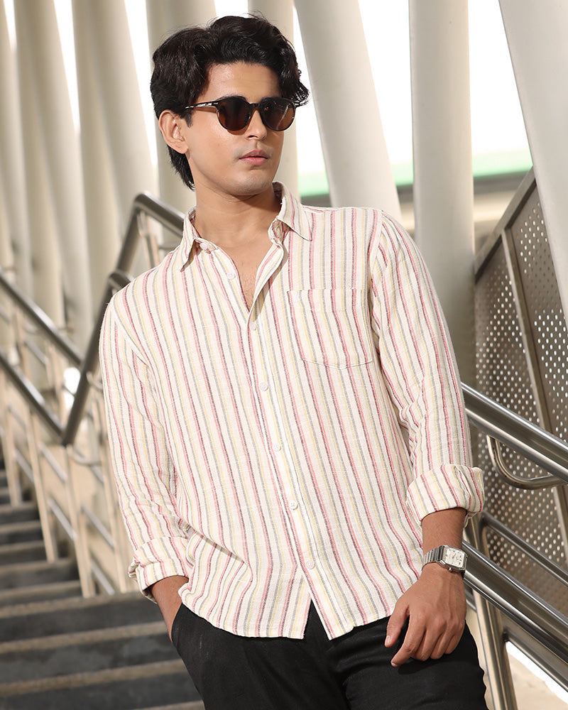 White, Red & Yellow Remi Cotton Check Full Sleeve Shirt – Kairo
