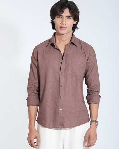Coffee Color Full Sleeve Remi-Cotton Shirt – Kairo