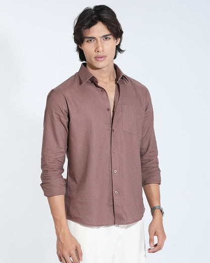 Coffee Color Full Sleeve Remi-Cotton Shirt – Kairo