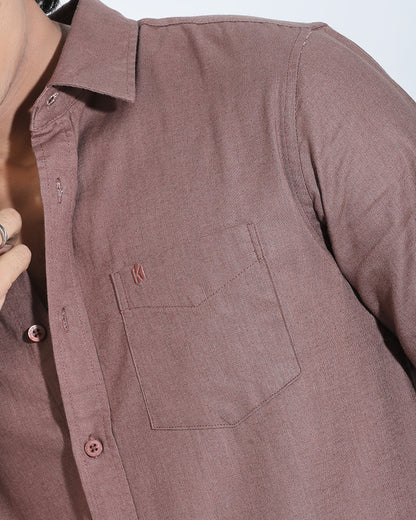 Coffee Color Full Sleeve Remi-Cotton Shirt – Kairo