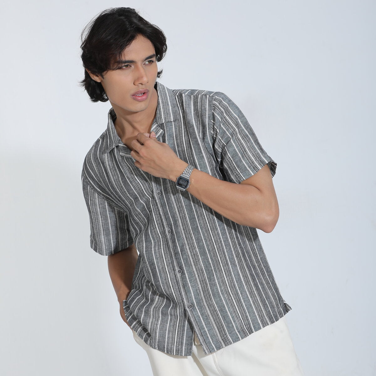 Gray Color Cotton Half sleeve shirt