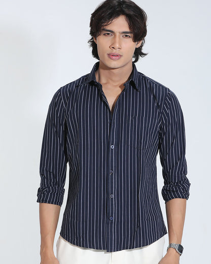 Black & White Striped Cotton Check Full Sleeve Shirt – Kairo