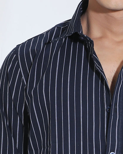 Black & White Striped Cotton Check Full Sleeve Shirt – Kairo