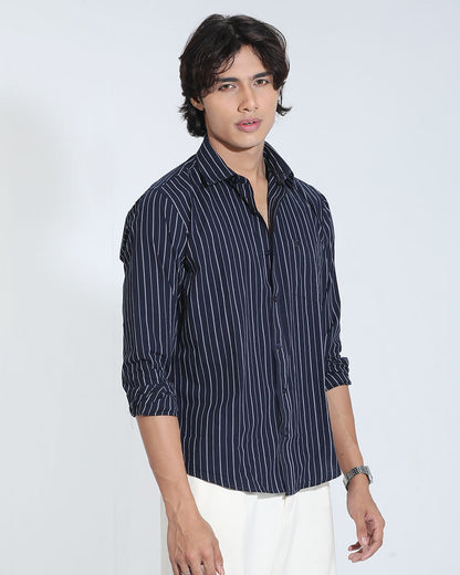 Black & White Striped Cotton Check Full Sleeve Shirt – Kairo