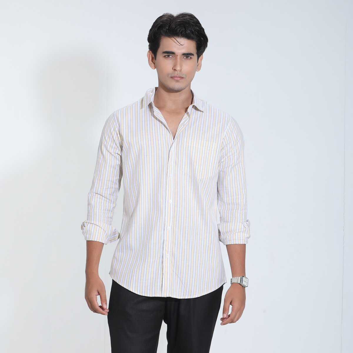 Yellow White Cotton Check Full Sleeve Shirt – Kairo