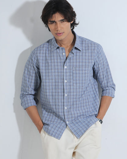 Blue & Black Cotton Check Full Sleeve Shirt – Kairo